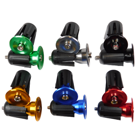 Handlebar End Protectors in Bolt On Alloy in Black Blue Green Silver Red Gold - ETC Shop
